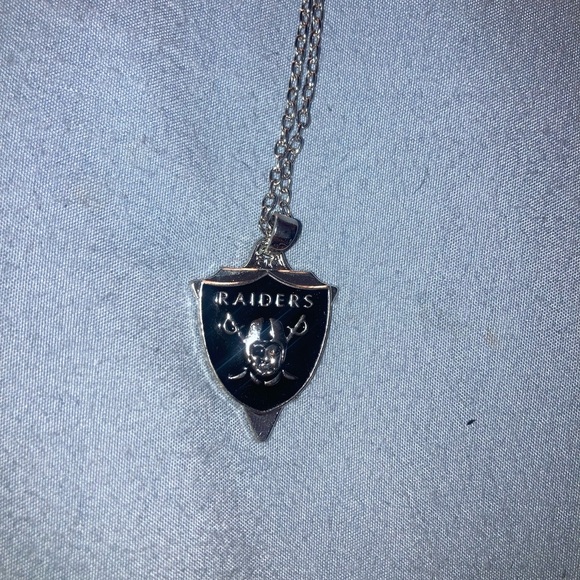 Jewelry - Oakland/Las Vegas Raiders Silver Shield Necklace - Black Enamel